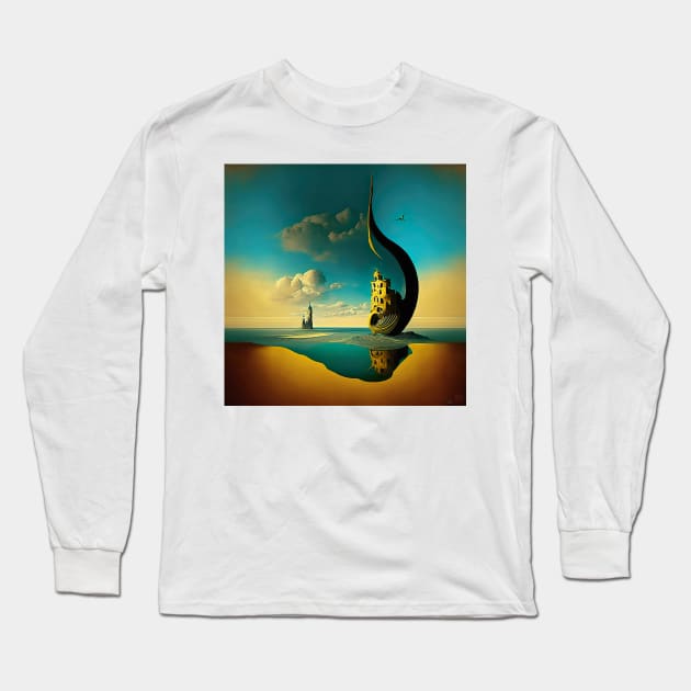 [AI Art] Distant escape, inspired by the works of a surrealist master Long Sleeve T-Shirt by Sissely